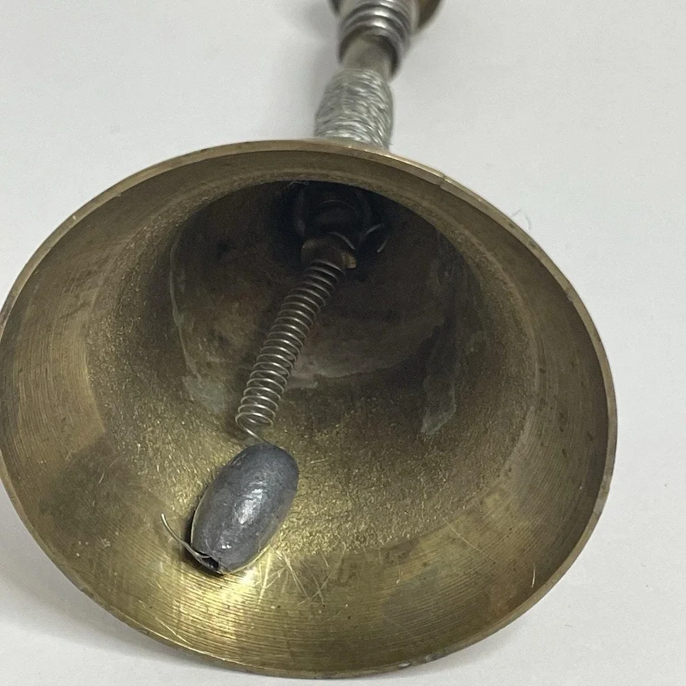 Vintage Brass Bell Etched Leaves Design Very Unusual